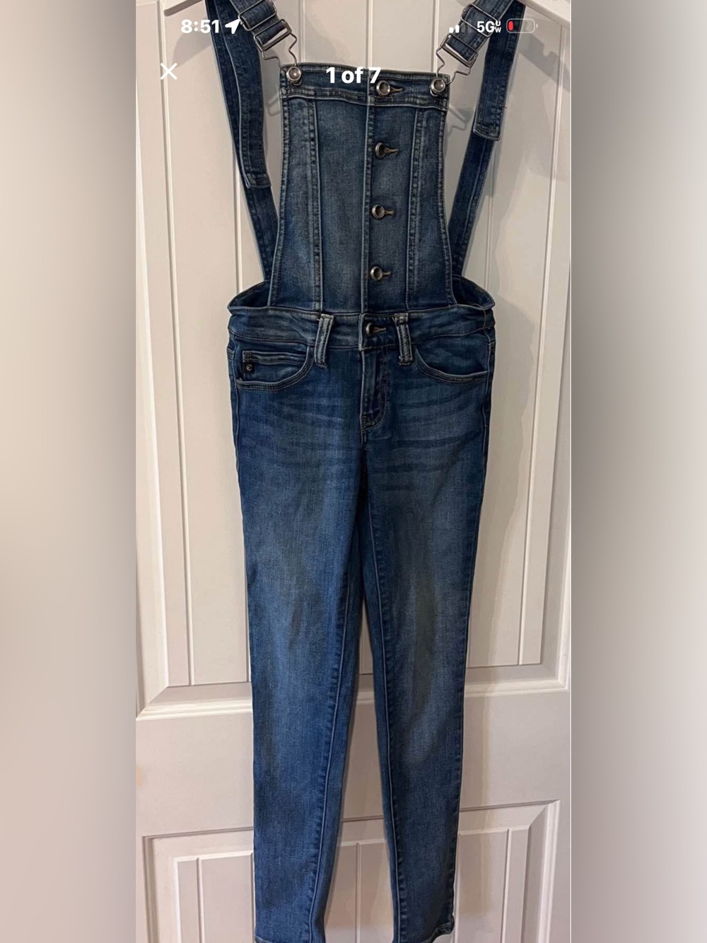 Ladies Size XS- KANCAN Skinny fit denim overalls with adjustable straps and bib